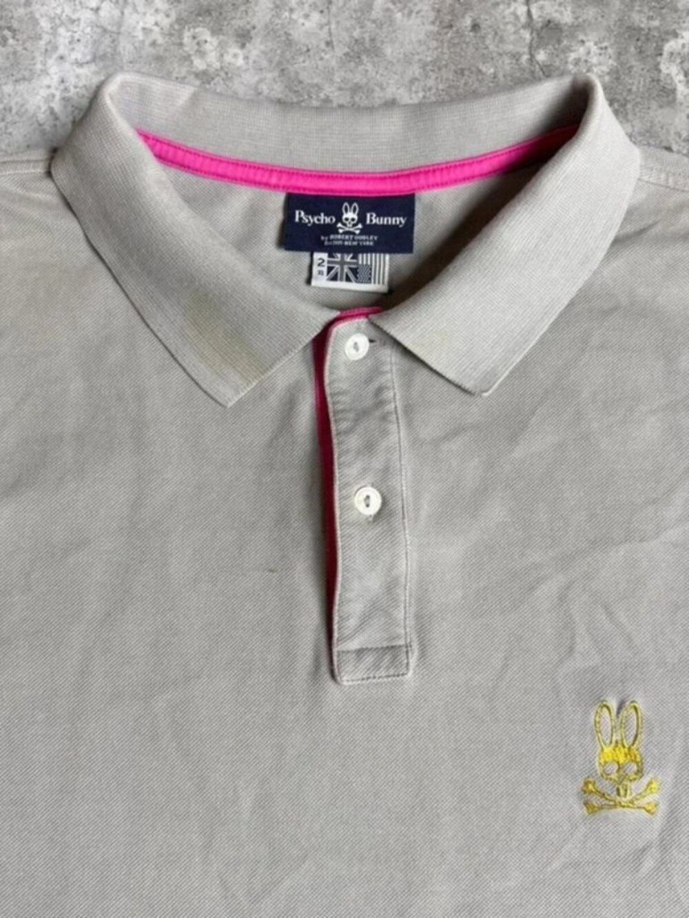 Psycho Bunny Piqué Polo Men's Gray Polo Shirt Size 2XL Mother of pearl buttons - Picture 3 of 5